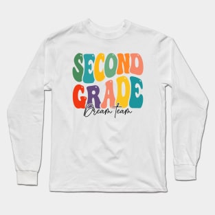 Second Grade dream team - 2nd Grade Teachers And Kids, Groovy Design Long Sleeve T-Shirt